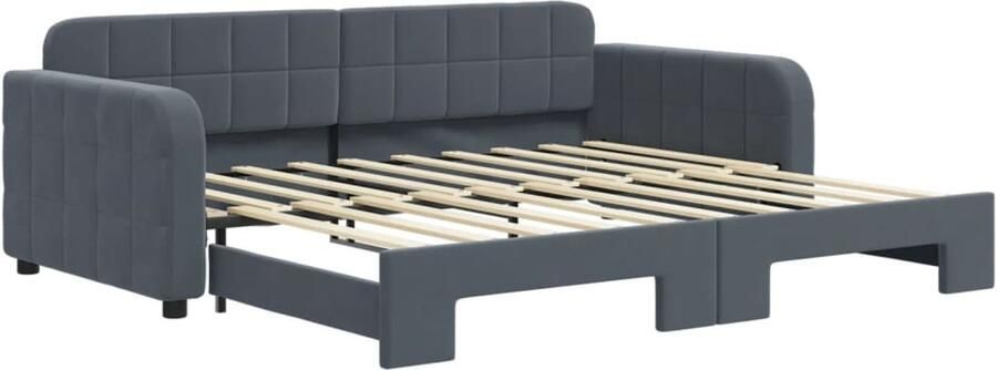 VidaXL Slaapbank met onderschuifbed 90x190 cm fluweel donkergrijs