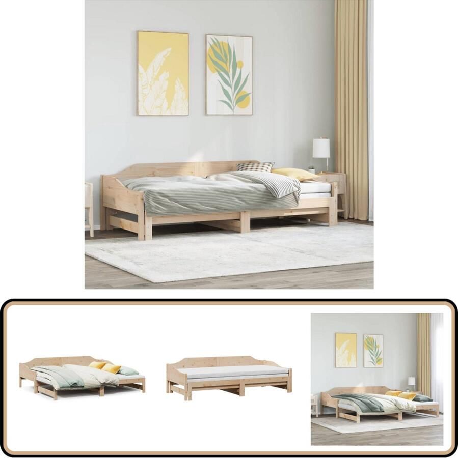VidaXL Slaapbank met onderschuifbed 90x190 cm massief grenenhout