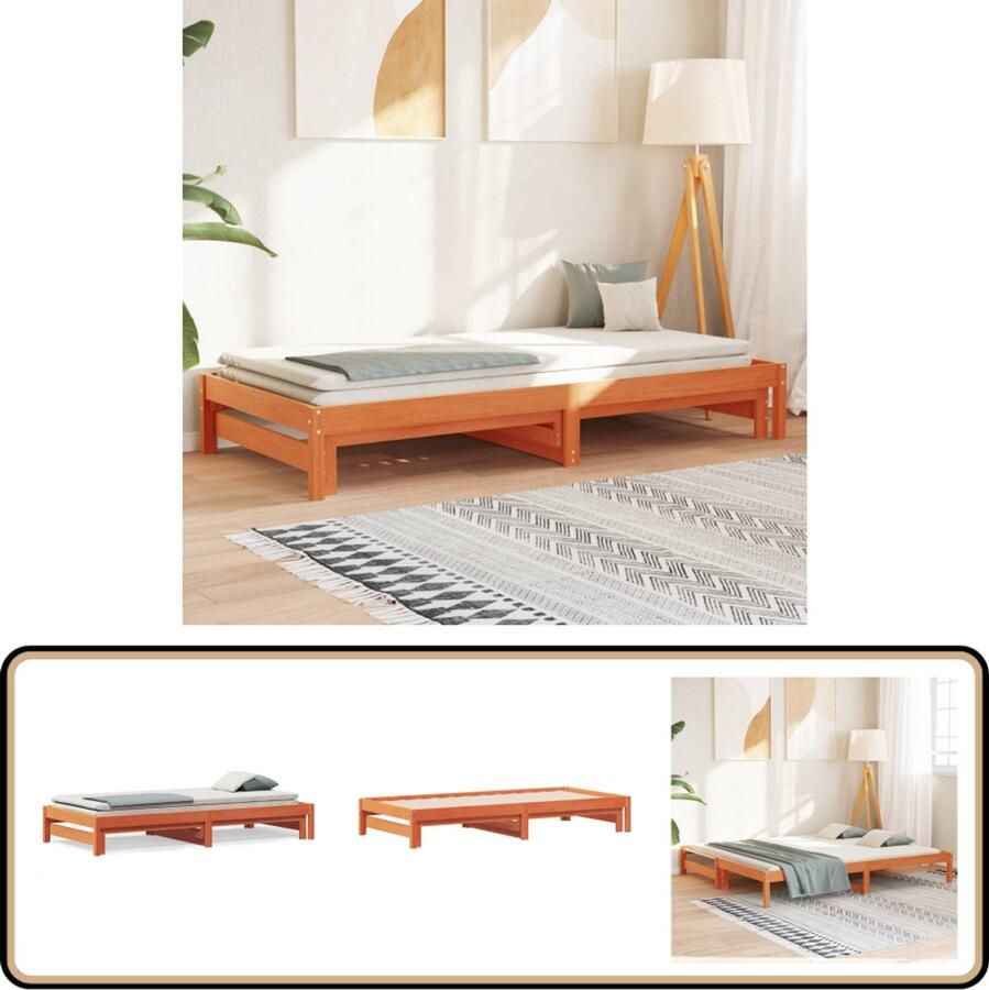 VidaXL Slaapbank met onderschuifbed 90x190 cm massief grenenhout