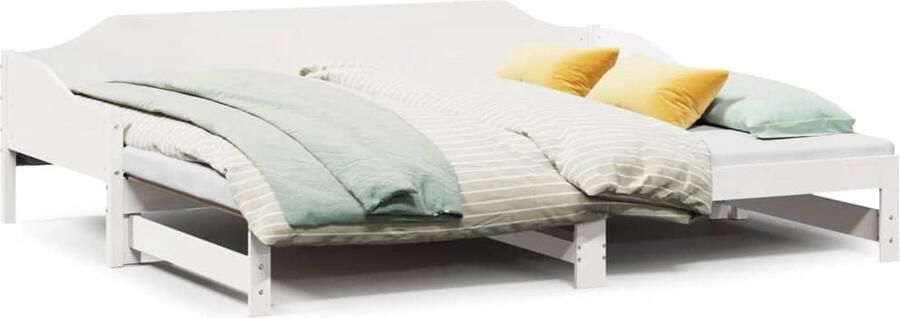 VidaXL Slaapbank met onderschuifbed 80x200 cm massief grenenhout wit