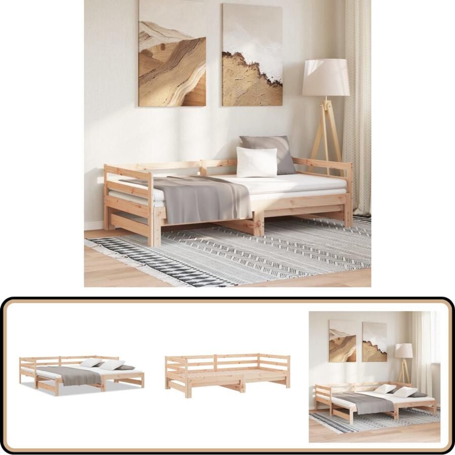 VidaXL Slaapbank met onderschuifbed 90x200 cm massief grenenhout