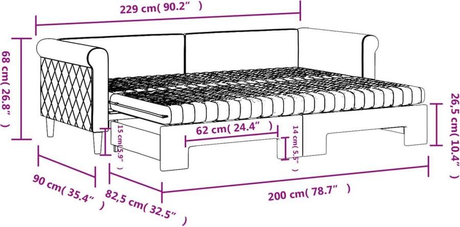 VidaXL Slaapbank met onderschuifbed blauw Slaapbank Sofa Bed Tweepersoonsbed Lounge Meubilair Woonkamermeubelen Slaapkamermeubelen Fluweelsofa Blauwsofa