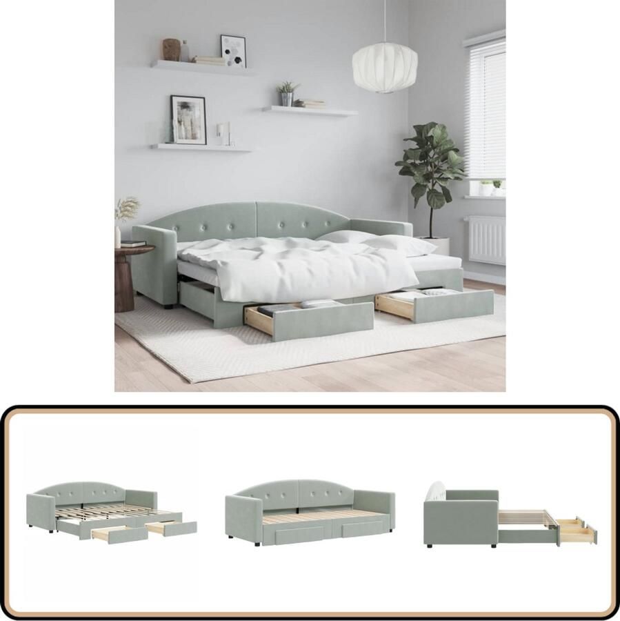 VidaXL Slaapbank met onderschuifbed en lades 80x200 cm Slaapbank Onderschuifbed Tweepersoonsbed Lounge Sofa Multifunctioneel Meubilair