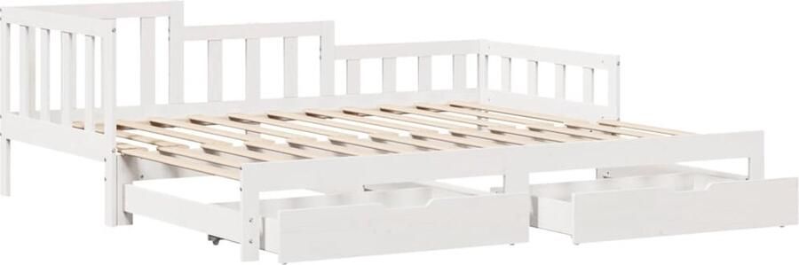 VidaXL Slaapbank met onderschuifbed lades zonder matras 90x190 cm wit - Foto 2