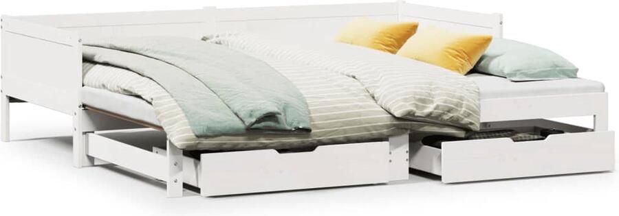 VidaXL Slaapbank met onderschuifbed lades zonder matras 90x200 cm wit