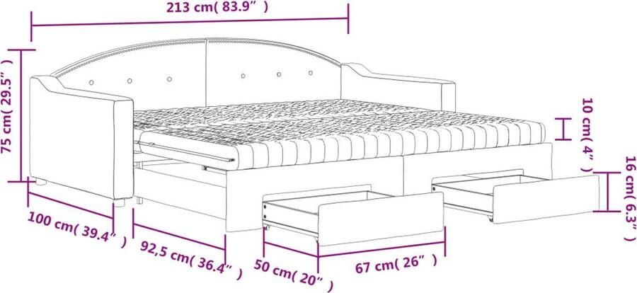 VidaXL Slaapbank met onderschuifbed en lades Lichtgrijs Slaapbank Sofa Bed Zweefdeur Boxspring Lounge Meubels Multifunctioneel Meubilair Opbergmeubels Grijs Meubilair