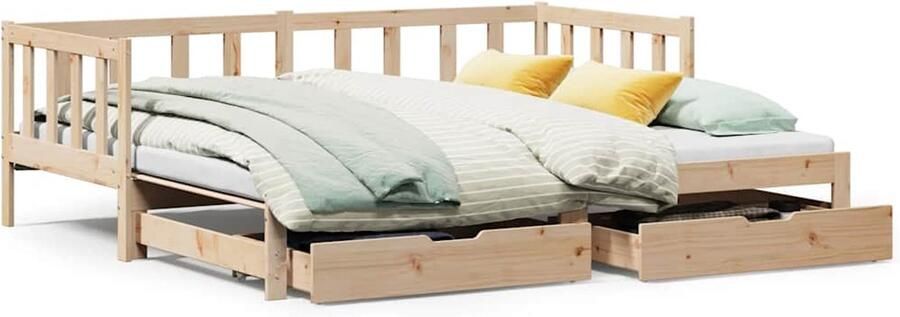VidaXL Slaapbank met onderschuifbed en lades zonder matras 80x200 cm