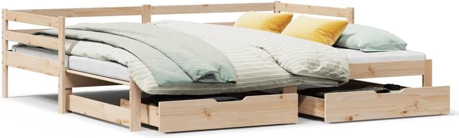 VidaXL Slaapbank met onderschuifbed en lades zonder matras 90x190 cm