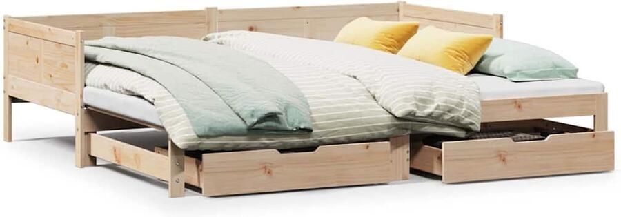 VidaXL Slaapbank met onderschuifbed en lades zonder matras 90x190 cm