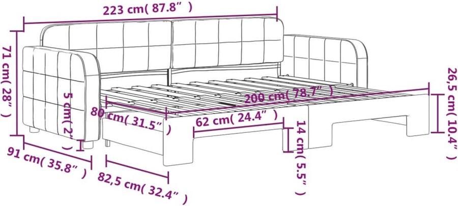 VidaXL Slaapbank met onderschuifbed Fluweel Blauw Slaapbank Tweepersoonsbed Sofa Bed Lounge Meubilair Fluweelsofa Moderne Slaapkamer Multifunctioneel Meubel Compact Interieur Guest Room Furniture Livingroom Furniture