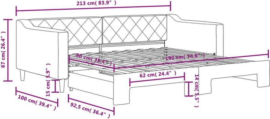 VidaXL Slaapbank met onderschuifbed Lichtgrijs Slaapbank Sofa Bed Tweepersoons Slaapbank Design Bank Multifunctionele Meubels