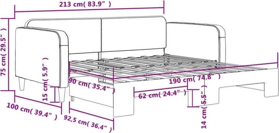 VidaXL Slaapbank met onderschuifbed lichtgrijs Slaapbank Sofa Bed Tweepersoonsbed Lounge Meubilair Multifunctioneel Meubilair