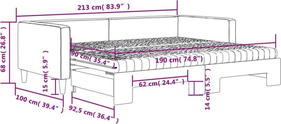 VidaXL Slaapbank met onderschuifbed lichtgrijs Slaapbank Sofa Bed Tweepersoonsbed Onder Schuifbed Zitmeubilair