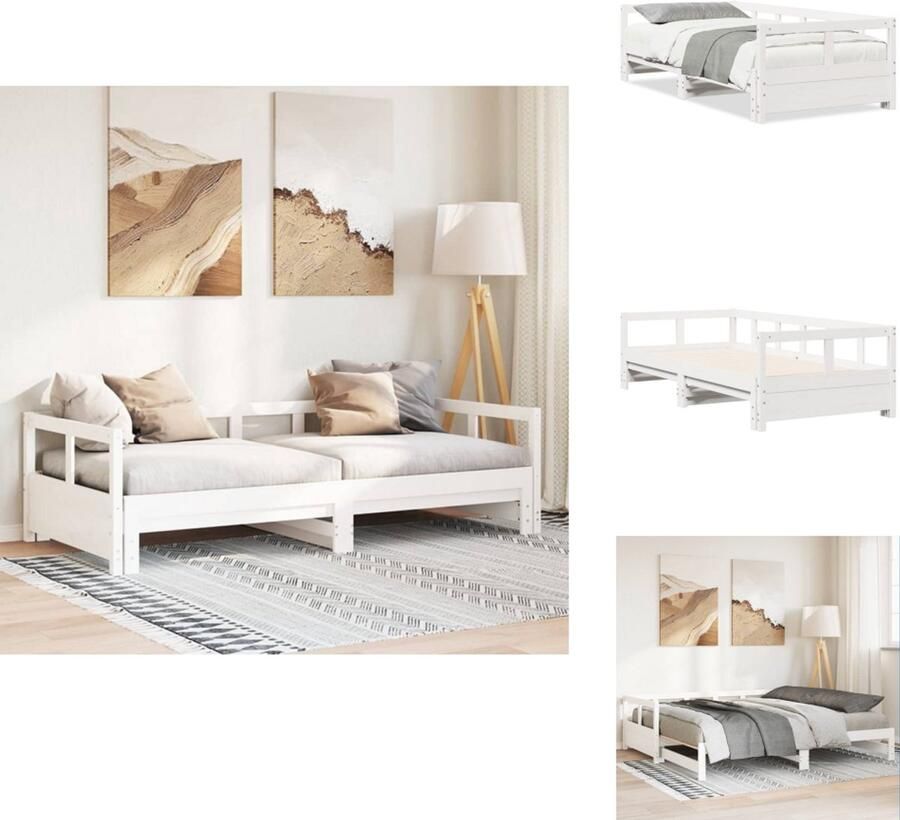 VidaXL Slaapbank Met Onderschuifbed Slaapbanken Met Onderschuifbedden Slaapbank Bedbank Slaapbank zonder matras 90x190 cm massief grenenhout wit