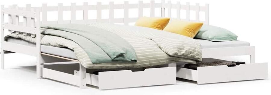 VidaXL Slaapbank met onderschuifbed lades zonder matras 90x200 cm wit