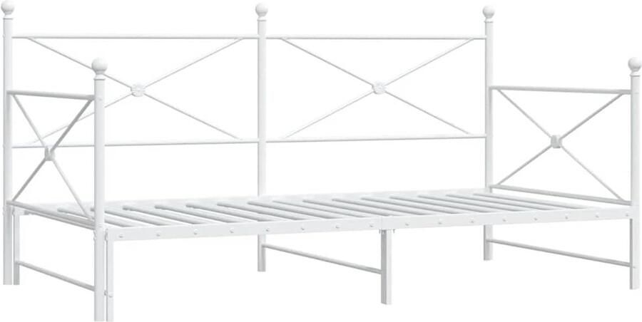 VidaXL Slaapbank met onderschuifbed zonder matras 100x190 cm staal wit