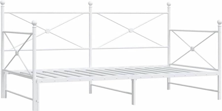 VidaXL Slaapbank met onderschuifbed zonder matras 100x200 cm staal wit