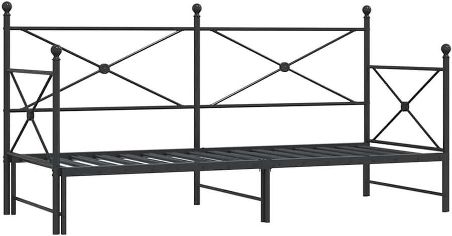 VidaXL Slaapbank met onderschuifbed zonder matras 90x190cm staal zwart