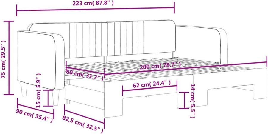 VidaXL Slaapbank met onderschuifbed Zwart Fluweel Slaapbank Tweepersoonsbed Kanapé Bed Sofa Bed Lounge Meubilair Zwarte Slaapbank Fluwelen Slaapbank