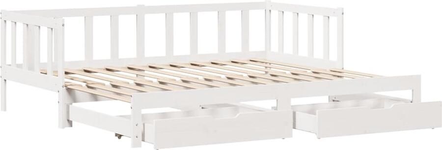 VidaXL Slaapbank met onderschuifbed lades zonder matras 90x190 cm wit - Foto 2