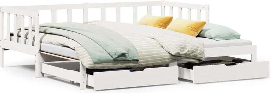 VidaXL Slaapbank met onderschuifbed lades zonder matras 90x190 cm wit