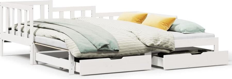 VidaXL Slaapbank met onderschuifbed lades zonder matras 90x190 cm wit