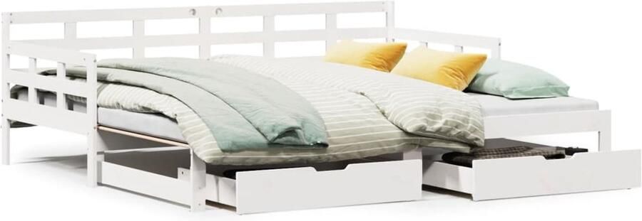 VidaXL Slaapbank met onderschuifbed lades zonder matras 90x190 cm wit