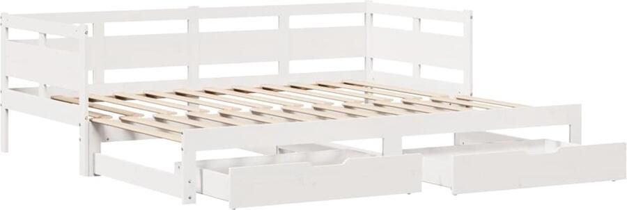 VidaXL Slaapbank met onderschuifbed lades zonder matras 90x190 cm wit - Foto 2