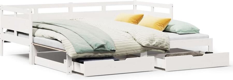 VidaXL Slaapbank met onderschuifbed lades zonder matras 90x190 cm wit