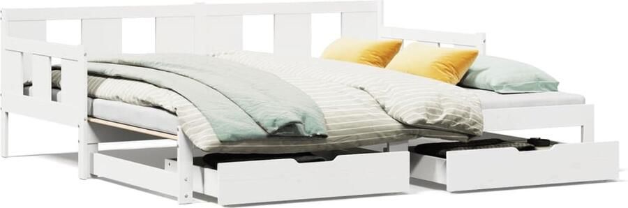 VidaXL Slaapbank met onderschuifbed lades zonder matras 90x190 cm wit