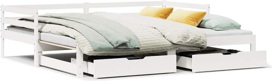VidaXL Slaapbank met onderschuifbed lades zonder matras 90x190 cm wit - Foto 2