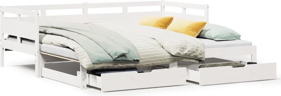 VidaXL Slaapbank met onderschuifbed lades zonder matras 90x200 cm wit