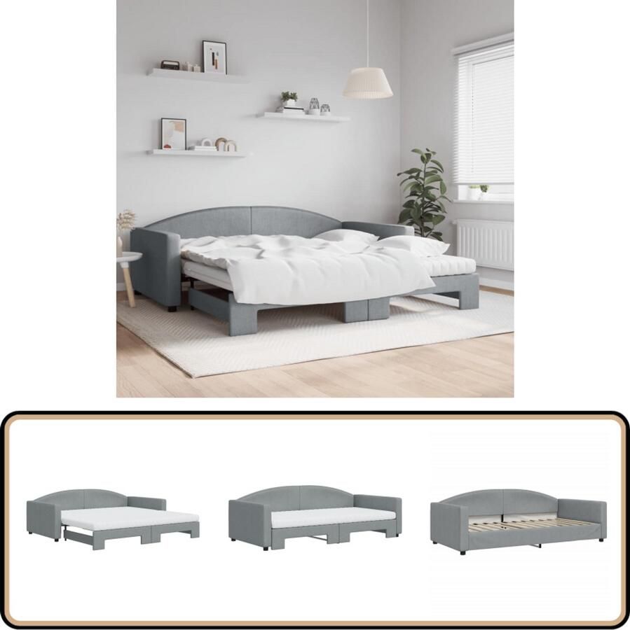 VidaXL Slaapbank Onderschuifbed 100x200 cm Lichtgrijs Slaapbank Sofa Bed Tweepersoonsbed Kanapé Bed Zitmeubel