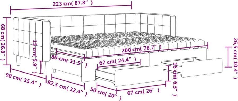 VidaXL Slaapbank Onderschuifbed 80x200 cm Donkergroen Slaapbank Tweepersoonsbed Donkergroen Meubilair Lounge Sofa Boxspring Guest Bed Opslagmeubels Design Bank Living Room Furniture Bedroom Furniture