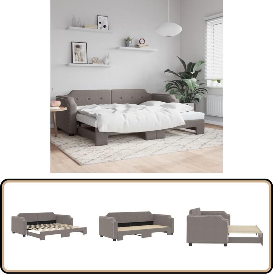 VidaXL Slaapbank Onderschuifbed 80x200 cm Taupe Slaapbank Tweepersoonsbed Sofa Bed Kanapé Lits Lounge Meubels