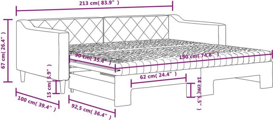 VidaXL Slaapbank Onderschuifbed 90x190 cm Lichtgrijs Slaapbank Onderschuifbed Tweepersoonsbed Sofa Bed Multifunctioneel Meubilair