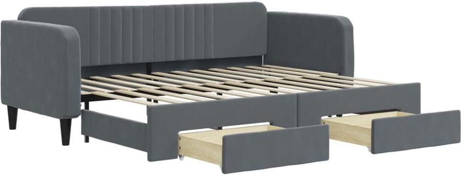 VidaXL Slaapbank onderschuifbed en lades 80x200 cm fluweel donkergrijs