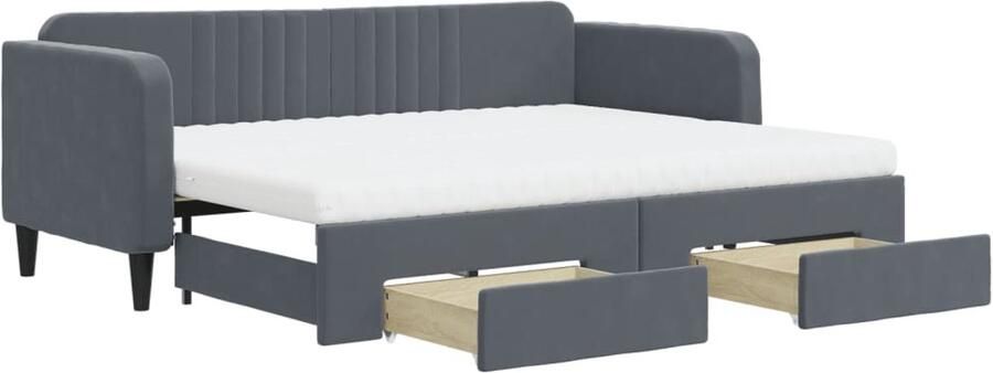 VidaXL Slaapbank onderschuifbed en lades 80x200 cm fluweel donkergrijs