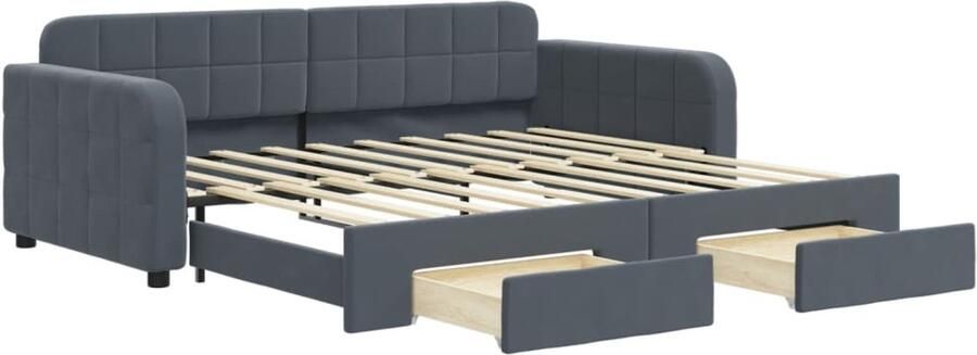 VidaXL Slaapbank onderschuifbed en lades 90x190 cm fluweel donkergrijs