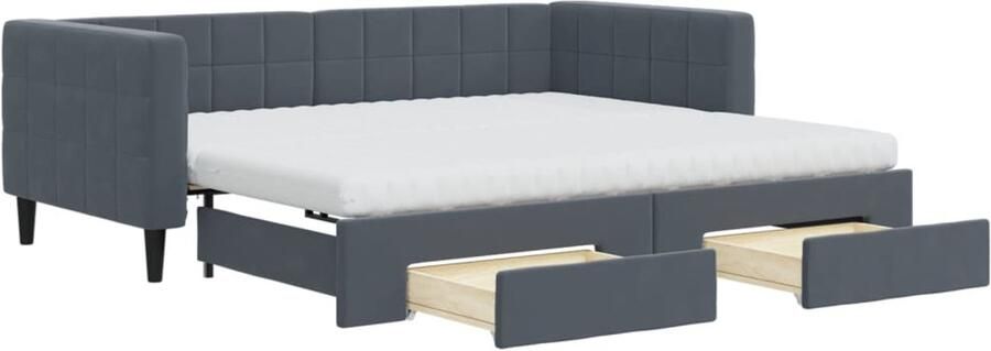 VidaXL Slaapbank onderschuifbed en lades 90x190 cm fluweel donkergrijs