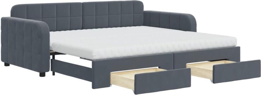 VidaXL Slaapbank onderschuifbed en lades 90x190 cm fluweel donkergrijs