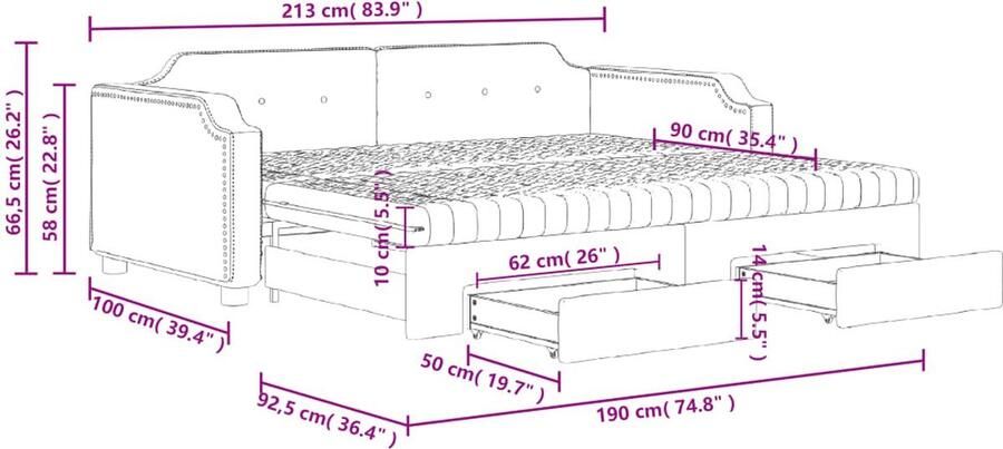 VidaXL Slaapbank Onderschuifbed & Lades Donkergrijs Slaapbank Tweepersoonsbed Donkere Meubels Multifunctioneel Meubel Opbergmeubilair Boxspring Alternatief Kleine Kamer Meubilering Guest Room Furniture Livingroom Furniture