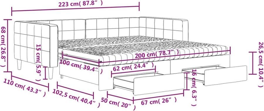 VidaXL Slaapbank met onderschuifbed en lades zwart Slaapbank Zweefbank Sofa Bed Lounge Bank Zitmeubilaar Meubels Interieurdecoratie Woonkamer Slaapkamer Guest Room Compact Design Storage Solutions