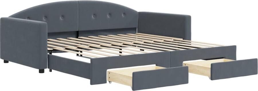 VidaXL Slaapbank onderschuifbed lades 100x200 cm fluweel donkergrijs