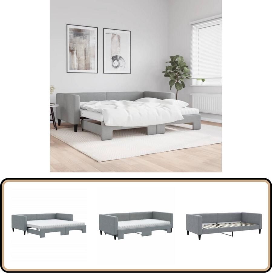 VidaXL Slaapbank Onderschuifbed Lichtgrijs 100x200cm Slaapbank Tweepersoonsbank Sofa Bed Onder Schuifbed Multifunctionele Meubels