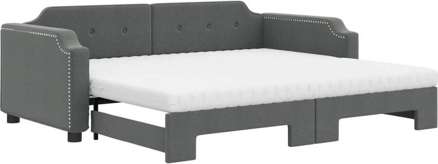 VidaXL Slaapbank Donkergrijs Met onderschuifbed Slaapbank Sofa Bed Tweepersoons Bed Donkere Meubels Grijs Interieur Compact Bed Multifunctioneel Meubel Guest Bed - Foto 2