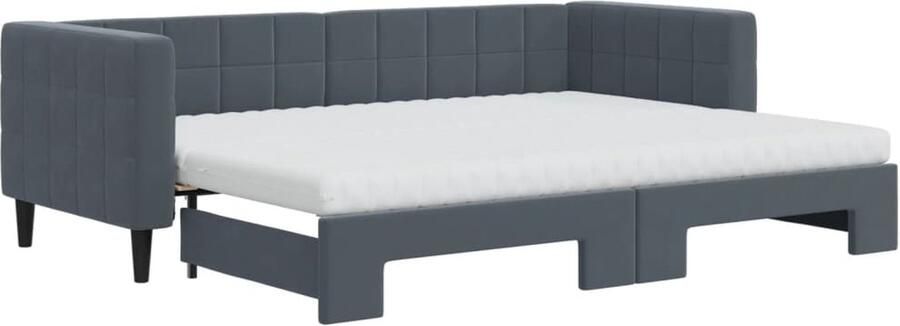 VidaXL Slaapbank onderschuifbed matrassen 80x200cm fluweel donkergrijs