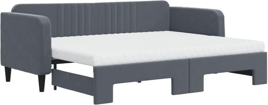VidaXL Slaapbank onderschuifbed matrassen 80x200cm fluweel donkergrijs
