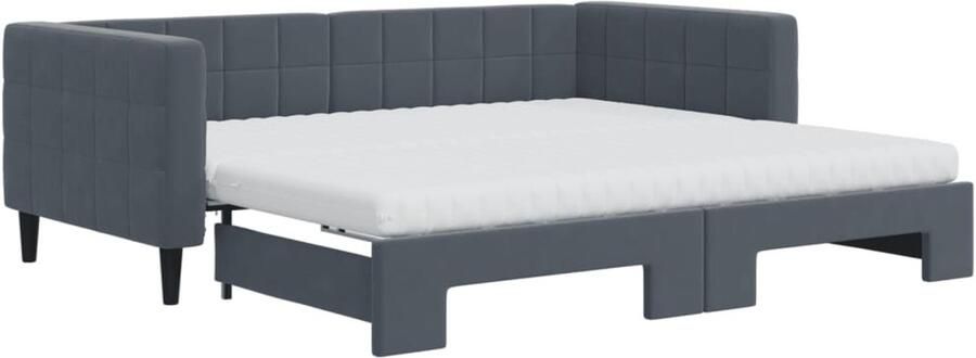 VidaXL Slaapbank onderschuifbed matrassen 90x190cm fluweel donkergrijs