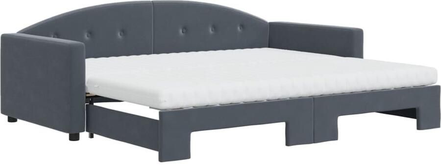 VidaXL Slaapbank onderschuifbed matrassen 90x190cm fluweel donkergrijs